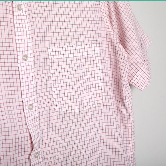 Vintage Leo Chevalier Button Down Short Sleeve Shirt Check Red White Preppy Golf - Picture 9 of 9